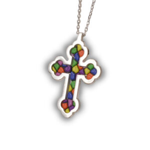 Haç Mozaik Gümüş Kolye